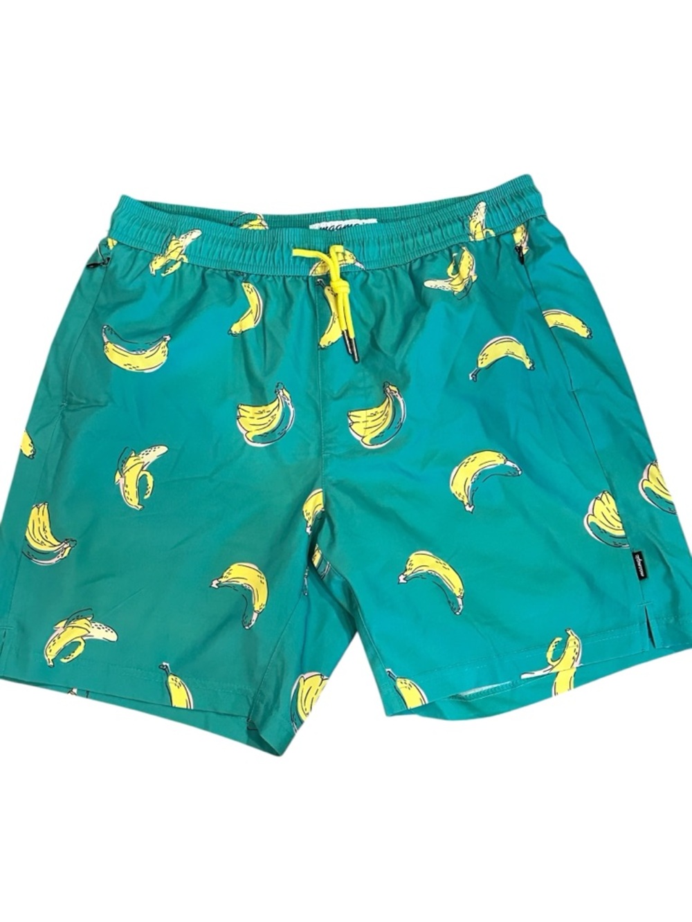 Maamgic Swim Trunks Shorts Large Fruit AOP Lined Zip Pockets NWOT 7” Inseam